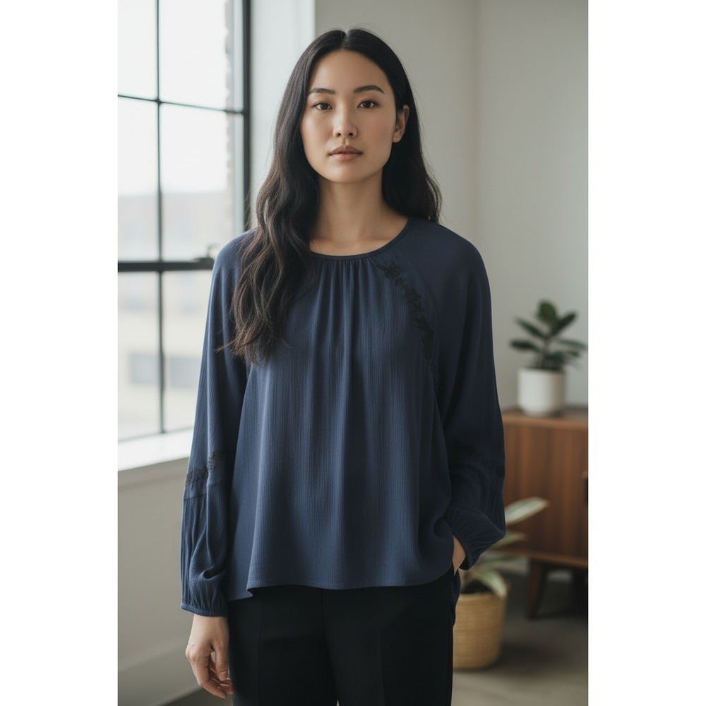 Simply Vera VeraWang Cottagecore Embroidered Floral‎ Boho Peasant Romantic Top S